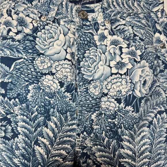 Vintage Ralph Lauren size 26 Floral Patterned Pants in Blue and White high rise - Picture 6 of 12